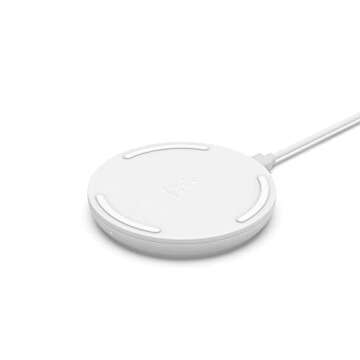 Belkin 15W Boost Charge Induction Charger (Qi Certified Wireless Charger for iPhone, AirPods, Samsung, Google and More, AC Adapter Included, White)