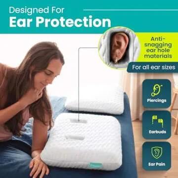 BLISSBURY Ear Pillow with Satin Case | Ear Piercing Pillow Design | 4" to 5" Adjustable Memory Foam Pillow | Ear Hole Pillow for CNH chondrodermatitis Relief, Ear Pain, and Ear Pillow for Piercing