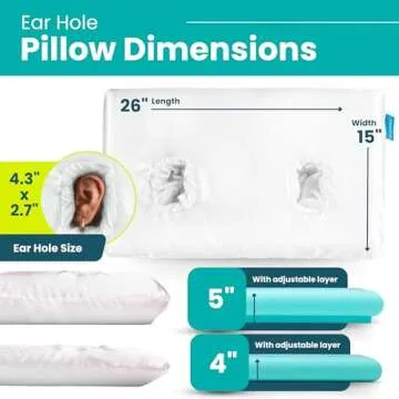 BLISSBURY Ear Pillow with Satin Case | Ear Piercing Pillow Design | 4" to 5" Adjustable Memory Foam Pillow | Ear Hole Pillow for CNH chondrodermatitis Relief, Ear Pain, and Ear Pillow for Piercing