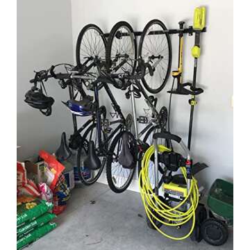 StoreYourBoard Bike Storage Rack, Holds 5 Bicycles, Home and Garage Organizer, Adjustable Wall Hanger Mount