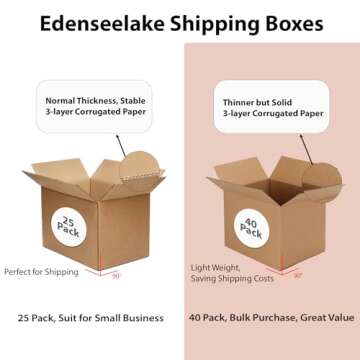 Edenseelake 40 Pack 7x5x5 inches Shipping Boxes Small Cardboard Boxes, Brown