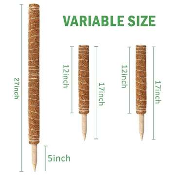 Augshy Moss Pole, 27 Inch Moss Poles - 2Pcs 17 Inch Plant Stakes Moss Sticks for Monstera Indoor Cre...