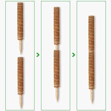 Augshy Moss Pole, 27 Inch Moss Poles - 2Pcs 17 Inch Plant Stakes Moss Sticks for Monstera Indoor Creepers Plant Support Extension Climbing Plants
