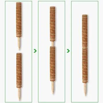 Augshy Moss Pole, 27 Inch Moss Poles - 2Pcs 17 Inch Plant Stakes Moss Sticks for Monstera Indoor Creepers Plant Support Extension Climbing Plants
