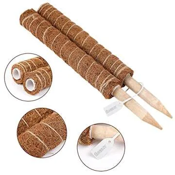 Augshy Moss Pole, 27 Inch Moss Poles - 2Pcs 17 Inch Plant Stakes Moss Sticks for Monstera Indoor Creepers Plant Support Extension Climbing Plants