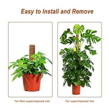 Augshy Moss Pole, 27 Inch Moss Poles - 2Pcs 17 Inch Plant Stakes Moss Sticks for Monstera Indoor Creepers Plant Support Extension Climbing Plants