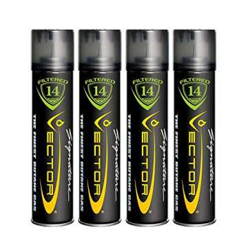 Vector KGM Vector 14x Filtered Premium Refined Fuel Butane Gas Refill (320mL) 4 Cans