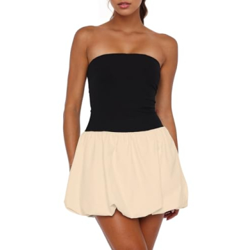 KIGRAD Women’s Sexy Strapless Mini Dress Club Tube Corset Party Dress Y2k Bubble Skirt Summer Casu...