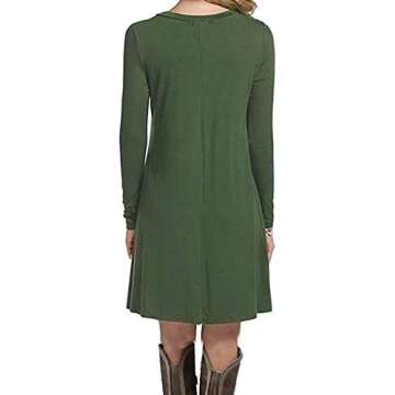MOLERANI Women's Casual Plain Simple Long Sleeve T-Shirt Loose Dress