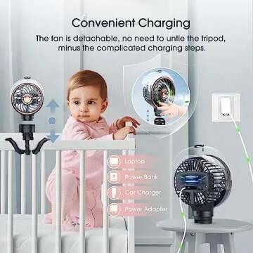 Ausic Misting Stroller Fan, 100ml Outdoor Mister Portable Fan for Stroller, Water Spray Fan, Clip on Fan for Baby Essentials, Detachable Tripod, Handheld Fan, Desk Fan for Crib, Treadmill, Car Seat