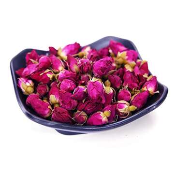 TooGet Fragrant Natural Red Rose Buds Rose Petals Organic Dried Flowers Wholesale, Culinary Food Grade - 8 OZ