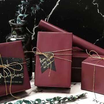 RUSPEPA Wine Red Wrapping Paper Solid Color for Halloween, Wedding, Birthday, Shower, Congrats, and Holiday - 30 inches x 32.8 feet