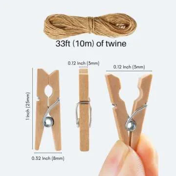 200 Natural Wooden Mini Clothes Pins for Crafting