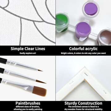 VOCHIC 2PCS Paint and Sip Kit with Easels Aprons, Pre Drawn Canvas Painting for Adults, Afro Queen King Couple Painting Kit Date Night Game, Acrylic Colors Brushes Pallets, Valentine's Day(8x10)