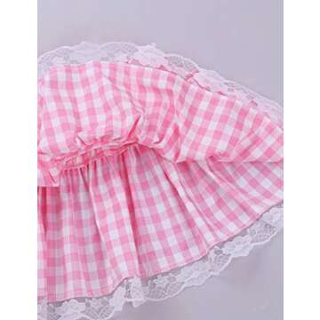 JEEYJOO Womens Plaid Micro Mini Skirt Anime Role Play Skirt Lace Patchwork Sexy Cosplay Lingerie Bottom Pink X-Small