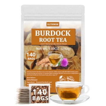 Premium Burdock Root Tea Bags - 140 Natural, Caffeine-Free Bags