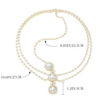Brishow Rhinestone Boho Head Chain Forehead Headpiece Wedding Crystal Festival Hair Chain for Women