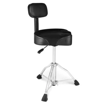 VEVOR Drum Throne with Backrest, 19.3-25.2 in/490-640 mm Height Adjustable, Hydraulic Saddle Padded Drum Stool Seat with Anti-Slip Feet Drumsticks 227 kg/500 lbs Max Capacity, 360°Swivel for Drummers