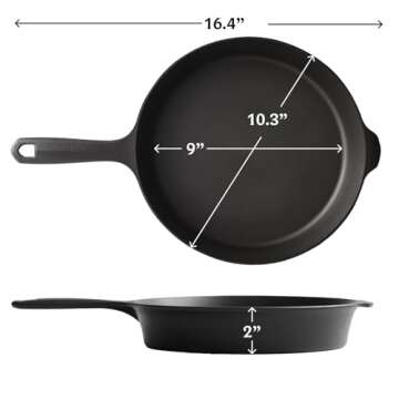 Field Company No.8 Cast Iron Skillet, 10 ¼ inches—Smoother, Lighter, Made in USA, Vintage Style, Preseasoned