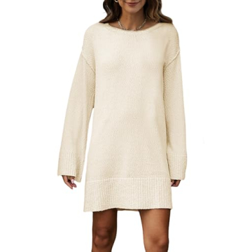 Cozy Lianlive Sweater Dress, Casual Long Sleeve Knit Pullover for Women