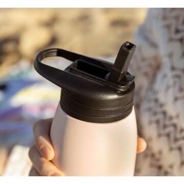 Hydrapeak Flow 32oz Insulated Water Bottle with Straw Lid, Waterbottle, Metal Water Bottle, Insulated Stainless Steel Water Bottles, BPA-Free & Leak-Proof, Straw and Handle (Pink)