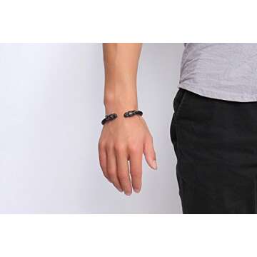 Mealguet Jewelry Mens Stainless Steel Opposite Dragon Head Twisted Wire Viking Cuff Bangle Bracelet,Black