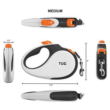 TUG 360° Tangle-Free Retractable Dog Leash with Anti-Slip Handle | 16 ft Strong Nylon Tape | One-Ha...