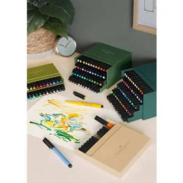 Faber-Castell Art & Graphic Pitt Artist Pen Brush India Ink Pen, Multicoloured, Studio Box Of 24, For Art, Craft, Drawing, Sketching, Home, School, University, Colouring