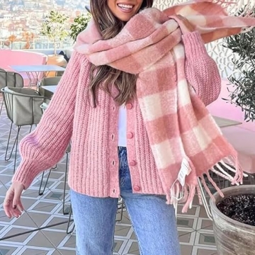 Hixiaohe Women's Y2K Long Sleeve Cardigan Sweater