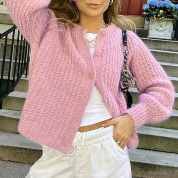 Hixiaohe Women's Y2K Long Sleeve Cardigan Sweater