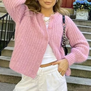 Hixiaohe Women's Y2K Long Sleeve Cardigan Sweater