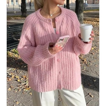 Hixiaohe Women's Y2K Long Sleeve Cardigan Sweater