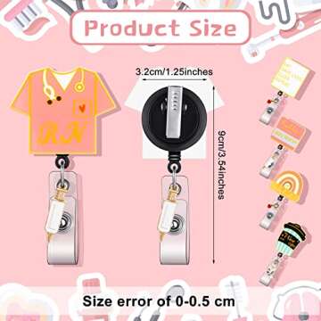 Gersoniel 5 Pcs Nurse Badge Reels Retractable Funny Nurse ID Card Holders Cute Badge Clips Rainbow T...