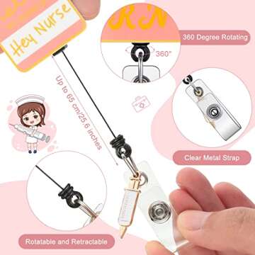 Gersoniel 5 Pcs Nurse Badge Reels Retractable Funny Nurse ID Card Holders Cute Badge Clips Rainbow Tag Badge Reels Holder Gift for Nursing Doctor Medical Health Christmas Office Hospital, 5 Styles