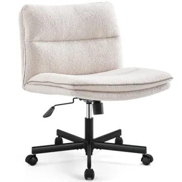 EMIAH Armless Office Desk Chair with Wheels Faux Fur Vanity Mid-Back Ergonomic Home Computer Comfort...