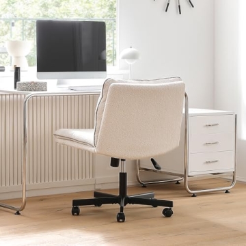 Stylish EMIAH Armless Office Chair with Faux Fur Comfort
