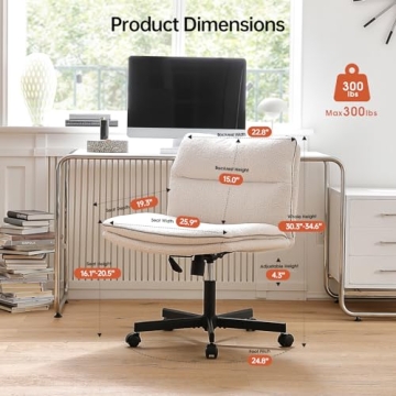 Stylish EMIAH Armless Office Chair with Faux Fur Comfort