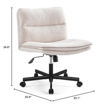Stylish EMIAH Armless Office Chair with Faux Fur Comfort