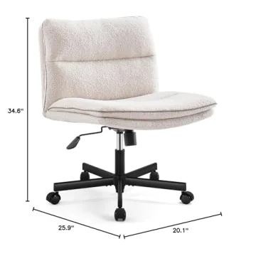 Stylish EMIAH Armless Office Chair with Faux Fur Comfort