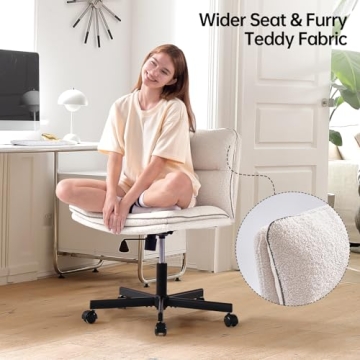 Stylish EMIAH Armless Office Chair with Faux Fur Comfort