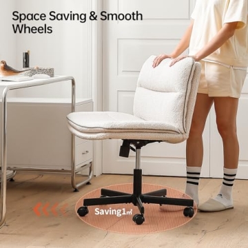 Stylish EMIAH Armless Office Chair with Faux Fur Comfort