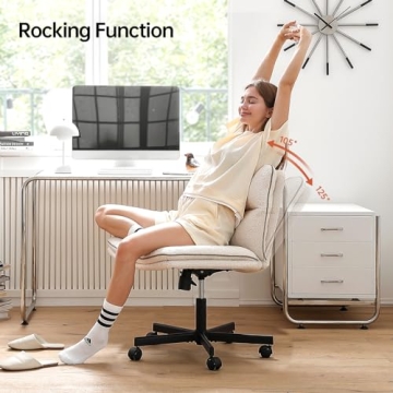 Stylish EMIAH Armless Office Chair with Faux Fur Comfort