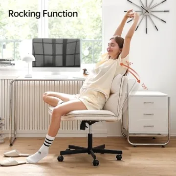 Stylish EMIAH Armless Office Chair with Faux Fur Comfort