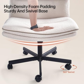 Stylish EMIAH Armless Office Chair with Faux Fur Comfort