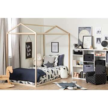 South Shore Sweedi Natural Poplar Twin House Bed