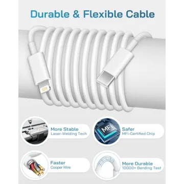 20W USB C iPhone Charger Block & Cord 3Pack