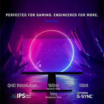 ViewSonic ELITE XG270QG 27 Inch 1440p 1ms 165Hz Gaming Monitor with GSYNC, IPS Nano Color, Elite Design Enhancements and Advanced Ergonomics for Esports