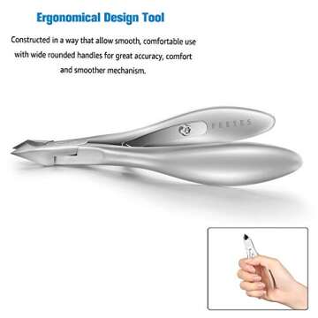 FERYES Cuticle Clippers 1/2 Jaw - Professional Cuticle Cutter Nail Cuticle Remover Tool, Nail Skin Clipper Hangnail Trimmer - SILVER
