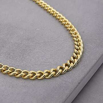 Vescence 18K Gold Filled Curb Cuban Link Chain | Womens Flat Gold Chain Necklaces | Thick Gold Chain Layered Necklaces | Gift for Her - Hypoallergenic
