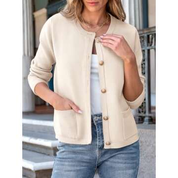 ANRABESS Women Striped Cardigan Sweaters Button Down Cropped Knit Lady Jackets Coat 2025 Fall Outfits Spring Trendy Clothes Apricot Small